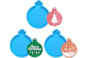 UTEFIF 3 moldes de silicona para Navidad, resina navideña, molde epoxi, bolas navideñas, decoración de árbol