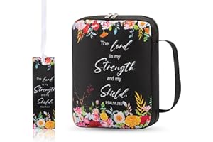 MAIGO 2PCS Floral Birds Bible Cover with Tabs - Zippered Church Bag for Women, Notebook Cases, Bible Covers