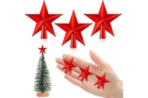 YUYWWAN 6cm Weihnachtsbaumspitze Klein, 3 Stück Christbaumspitze Klein, Kleine Weihnachtsbaum Stern Spitze, Mini Baumspitze Weihnachten für Klein Weihnachtsbaum Dekoration (6cm-Glanzfinish: Rot)