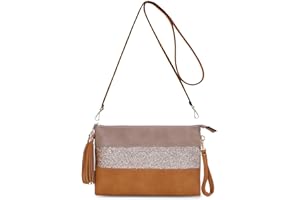 CRAZYCHIC - Sac Bandoulière Paillette Cuir Multicolore Femme - Pochette Soirée Plate Bandes Strass Brillant Souple - Fourre-Tout Besace Sacoche Sac à Main Porté Epaule - Mode Chic Tendance