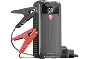 OCKWRED Avviatore Batteria Auto, 4000A 26800mAh Emergenza per Auto Booster Avviamento Auto/Moto(Fino a 10L Benzina e 8L Diesel) Jump Start Con LED Con Display USB Torcia a Jump StarterJump Box (Rouge foncé)