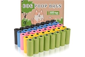 AITODOS TA AiTodos® Lot de 600 Sacs à Crottes de Chien, 31 x 23CM, 5 Couleurs: Noir, Bleu, Rose, Jaune, Vert; Matériau en Polyéthylène (40 Rouleaux de 15 Chacun)