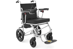 RehabRolls Elektrischer Rollstuhl Faltbar Leicht, Elektrische Rollstühle, 12KM Outdoor Elektrorollstuhl bis 120KG, Airline genehmigt,Leicht zu transportieren(Silber)