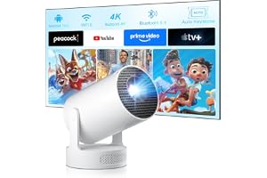 [2026 Upgraded & Built-In Apps ] Salange Mini Projector 4K 1080P Supported, Smart Projector Android 14 with 5W Speaker, Small