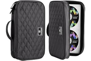 TIMCORR CD Case DVD Holder Storage: 96 Capacity DVD Cases Organizer Portable Wallet Storage - CD Plastic Protective Carrying Binder for Home Travel (Black)