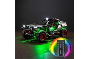 LocoLee Oświetlenie kompatybilne z Lego Audi RS Q e-tron, oświetlenie kompatybilne z Lego 42160 Technic Audi RS Q e-tron – zestaw tylko świateł, nie model (wersja z pilotem zdalnego sterowania)