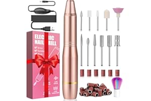 FOLAI Fresa per Unghie Kit Professionale per,Velocità Regolabile,11 Lime e 6 Cilindri abrasivi, Trapano Elettrico Portatile per Manicure e Pedicure(Doro)…