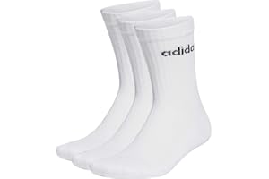 adidas Unisex - Adulto Linear Crew Cushioned Socks 3 Pairs, Medium Grey Heather/White/Black, 40-42