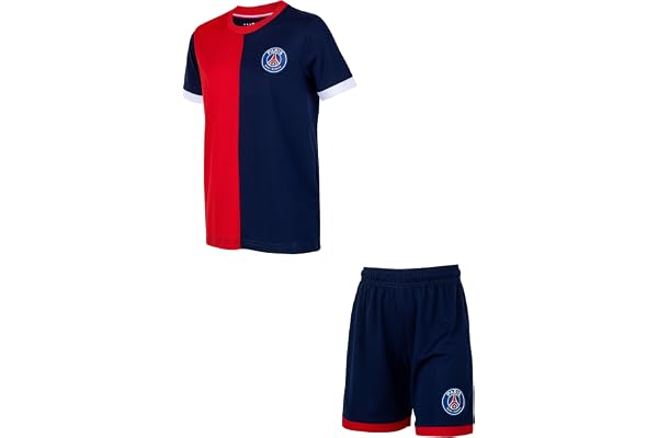 PSG hemmaställ för barn – storlek 116–164 – blått/rött – fotbollströja och byxor – Paris Saint-Germain-fotbollsställ