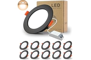 BAGZY Spot LED Encastrable Noir Extra Plat, 10 Pack 7W 700LM = 70W Incandescence, IP44, 3000K Blanc Chaud, AC 220-240V,Découpe 80-90mm,Rond ultraslim Plafond encastré pour Salle de Bain,Cuisine,Salon