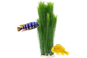 Mascot Pets 40cm Life LIke Tall Large Green Plastic Artificial Plant Wild Bush Reeds for Aquarium Fish Tank Aquatic Greenery Décor Decoration Water Grass Plants Hide