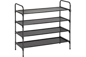 ‎AMHANCIBLE AMHANCIBLE Schuhregal mit 4 Ebenen, Schuhaufbewahrung, Metallrahmen, Vliesstoff, für 16-20 Paar Schuhe, Schuhständer für Flur, Schlafzimmer, 70 x 30 x 77.4 cm, Platz Sparen, Schwarz EHSRF04BK