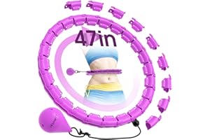 JKSHMYT Weighted Hula Circle Hoops for Adults Weight Loss, Infinity Fitness Hoop Plus Size 47 Inch, 24 Detachable Links, Exercise Hoop Suitable for Women and Beginners