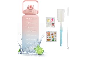 MOMSIV Drinking Bottle 2 L BPA-Free, Large Capacity Leak-Proof Sports Water Bottle with Straw Time Markings to Drink & Lock Cover, Tritan Water Jug Sports Bottle for Bike, School, Gym