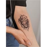 BearPear Lion Tattoo, King Crown Temporary Tattoo, Unisex Lion Tattoo