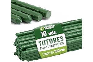 + CONTROL GARDEN CONTROL GARDEN Pack 10 Tutores de Acero Plastificado para Plantas 150cm Ø 9-10 mm | Varillas Crecimiento Plantas | Soporte Cultivos Apto Interior y Exterior