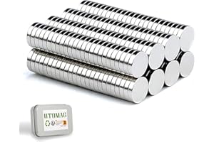 UTOMAG 100 Pezzi Calamite Forti Rotonde 8mm x 1mm - Piccoli Magneti a Disco al Neodimio per Frigorifero, Scienza, Artigianato, Bacheche, Mappe, Foto, Decorazioni, Modellismo, Scuola, Cucina e Ufficio