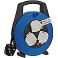 Brennenstuhl Vario Line 3-way socket cable box (5m extension cable, portable), small plastic cable reel box with carry handle, Made in Germany, Black, 5 Meters