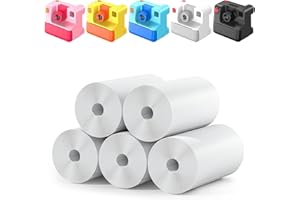 DIAMOOKY Papel de impresión para cámara infantil, 5 rollos (5,5 cm x 2,54 cm, 9,1 kg, acabado mate, biodegradable), papel térmico instantáneo, alta definición, creaciones de bricolaje