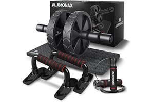Amonax Wałek Do Ćwiczeń Brzucha, Zestaw Wałków Do Mięśni Brzucha, Z Antypoślizgową Powierzchnią, W Zestawie Dobrze Wyściełana Mata/Kładka Na Kolana, Dla Mężczyzn I Kobiet, Do Treningu Mięśni Brzucha