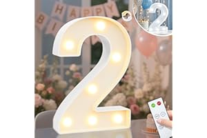 Vimlits Light Up Numbers 2nd Birthday Decorations for Girls, LED Number Lights Lighted Number Sign for Party Backdrop Wedding Anniversary Remote Wall Table Decor - Cool White & Warm White 2