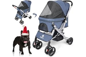 CAMPSOR Dog Pram Large Dogs up to 54 kg (84.5 x 66 x 23.5 cm), Buggy for Dogs, Foldable 4 Wheels, Dog Pram