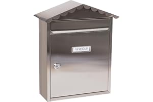ARREGUI Visit E5747 Buzón Exterior de Acero Inoxidable, Tamaño M (Correo DIN A4 y Revistas), Buzón de Correo Individual, Buzón de Pared Mediano, Antilluvia, Anticorrosivo, Fácil de Instalar, INOX
