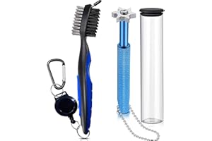 BUBUNY Golfschlägerbürste und Schlägerrillenreiniger-Set, Nylon & Stahlbürste, Golfreinigungswerkzeug mit einziehbarer Reißverschlusslinie für alle Golfschläger Pitching, Sand, Lob, Lücke, Ansatzkeile