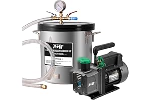 PB Motor Tech BMT PB Motor Tech 3 Gallon Vacuum Chamber Kit with 4.5CFM Vacuum Pump, Tempered Glass Lid Vacuum Chamber and 38 Micron Vacuum Pump Kit, No Oil Included, Perfect for Wood Stabilization