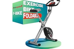 Ultrasport F-Bike Folding Exercise Bike - Extra Silent with Relax Foam Seat and LCD Display - Exercise Bikes for Home Use, Exercise Bike Foldable, Indoor Bike, Stationary Bike