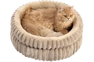 KunpengZen Flauschiges Katzenbett & Katzenkissen 60cm - Waschbarer Schlafplatz mit Anti-Rutsch Boden | Superweicher Plush Katzenkorb zum Schlafen für Hauskatzen, Welpen & Kitten