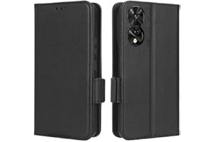 GOKEN Skórzane etui folio do TCL 505, pokrowiec z przegródkami na karty i poziomym stojakiem do oglądania - czarny