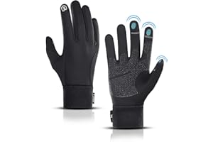 LERWAY Guanti invernali caldi con touch screen neri per uomo donna guanti antiscivolo antivento guanti per sport corsa guida mountain bike arrampicata escursionismo resistente all'acqua