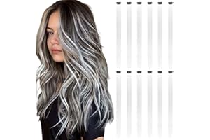 REDMENCO Extension Capelli Colorati con clip, 12 Pezzi, Bianco
