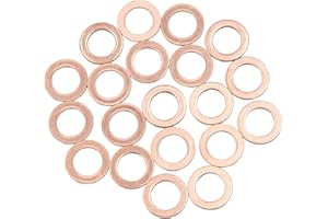 sourcing map 20 Stück Flache Unterlegscheiben Kupfer Scheiben Dichtungsringe Ringe 10 mm Innendurchm.