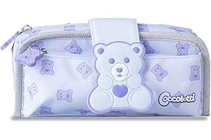 Colourbook - Astuccio Portapenne 2 in 1 Coccolotti, Doppio Scomparto con Zip, Puller in Silicone (Classic Lilla)