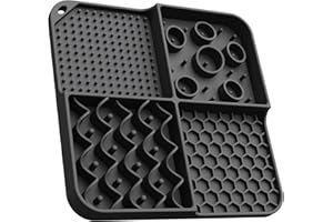 Eiito Lick Mat Hund 1 Stück Leckmatte mit Saugnäpfen, BPA-frei, spülmaschinenfest, Hund Katze Leckpad für Badetraining (Schwarz)…