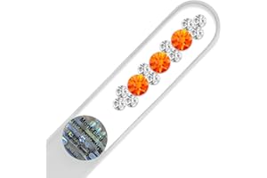 Mont Bleu Lima de uñas de cristal decoradas con cristales de Swarovski Elements, con funda de terciopelo negro | Lima de uñas artesanal de auténtico vidrio templado checo con garantía ilimitada