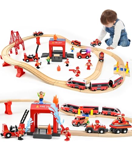 Ecoiffier Abrick Eisenbahn Set – 69-teilig, Mit Lok, Wagons, Gleisen & Figuren, Für Kinder Ab 18 Monaten