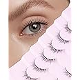 Onlyall Natural Lashes Short Eyelashes Wispy Natural Look Soft False Eyelash Fake Eye Lash Faux Mink 7 Pairs D2(6MM-10MM)