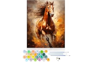 CEOVR Pintar por Numeros Personalizado,Caballos,Pintura por Números para Principiantes,Animales Paint by Numbers Adult,Caballos al Galope DIY Painting 40x50 cm,Sin Marco