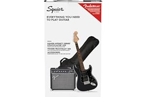 Squier by Fender Pack Affinity HSS, Charcoal Frost Metallic, con amplificador, pack de guitarra eléctrica, Incluye cursos virtuales gratuitos en Fender Play