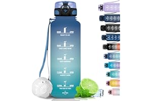 ‎GRSTA Grsta Trinkflasche 1,5 Liter - Trinkflasche Sport, BPA Frei, Trinkflasche Kohlensäure Geeignet, Auslaufsicher, Wasserflasche mit Filter und Zeitmarkierung für Gym, Schule, Büro und Outdoor
