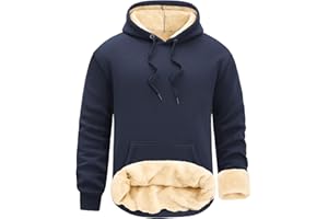 Nadeer Sweat à Capuche Homme Hiver Polaire Chaud Pullover Manches Longues Sweatshirt Col Rond Casual Fleece Hoodie Sportswear avec Poches