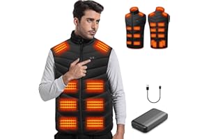 Buba Toys Chaleco Calefactable Hombre, Chaleco Calefactable Con Batería 20.000 mAh, 21 Zonas De Calor, 3 Niveles De Calor Ajustables, Chaqueta Calefactable Para Esquí, Ciclismo Y Moto