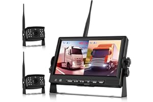 THLY Wireless Reversing Camera, Reversing Camera Kit, Van Reversing Camera Kit DVR Digital Wireless AHD Video Recording (Rear & Front View Camera) 7 inch Monitor for Bus/Motorhome 12V-24V Night Vision