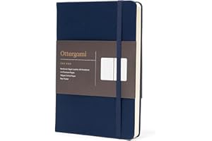 Ottergami Bullet Journal Notizbuch gepunktet - Hochwertiges, dickes Papier mit 150 g/m² und 144 Seiten - The Pro Notizbuch A5 dotted Bulletjournal mit Punktraster - Veganer Ledereinband