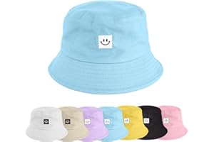 UMIPUBO Cappello Pescatore Pieghevole Bucket Hat Cotone Donna Uomo, Protezione del Sole Cappelli Faccia Sorridente Cappellino 56-58cm