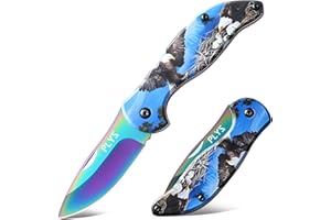 Plys Couteau de poche, petit couteau pliant, cordes de coupe, couteau d'extérieur en acier inoxydable, motif aigle