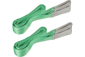 EUIOOVM 2 Pack 2M Heavy Duty Lifting Sling Strap Strop Polyester Webbing Sling 4409lbs Lifting Strap Max Breaking Strength 8818lbs Working Charge 3527lbs Green